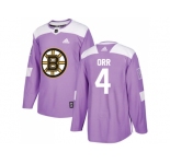 Youth Adidas Boston Bruins #4 Bobby Orr Purple Authentic Fights Cancer Stitched NHL Jersey