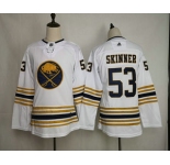 Youth Buffalo Sabres #53 Jeff Skinner White With Gold 50th Anniversary Adidas Stitched NHL Jersey