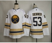 Youth Buffalo Sabres #53 Jeff Skinner White With Gold 50th Anniversary Adidas Stitched NHL Jersey
