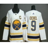 Youth Buffalo Sabres #9 Jack Eichel White With Gold C Patch and 50th Anniversary Adidas Stitched NHL Jersey