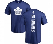 NHL Adidas Toronto Maple Leafs #91 John Tavares Royal Blue Backer T-Shirt