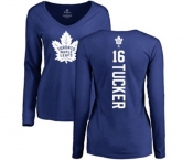 NHL Women Adidas Toronto Maple Leafs #16 Darcy Tucker Royal Blue Backer Long Sleeve T-Shirt