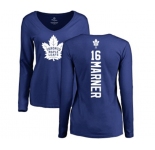 NHL Women Adidas Toronto Maple Leafs #16 Mitchell Marner Royal Blue Backer Long Sleeve T-Shirt