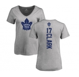 NHL Women Adidas Toronto Maple Leafs #17 Wendel Clark Ash Backer T-Shirt