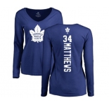 NHL Women Adidas Toronto Maple Leafs #34 Auston Matthews Royal Blue Backer Long Sleeve T-Shirt