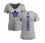 NHL Women Adidas Toronto Maple Leafs #91 John Tavares Ash Backer T-Shirt