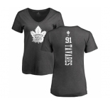 NHL Women Adidas Toronto Maple Leafs #91 John Tavares Charcoal One Color Backer T-Shirt