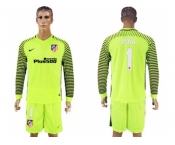 Atletico Madrid #1 Moya Green Goalkeeper Long Sleeves Soccer Club Jersey