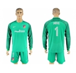 Atletico Madrid #1 Moya Green Goalkeeper Long Sleeves Soccer Club Jerseys