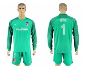 Atletico Madrid #1 Moya Green Goalkeeper Long Sleeves Soccer Club Jerseys