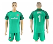 Atletico Madrid #1 Moya Green Goalkeeper Soccer Club Jersey