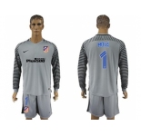 Atletico Madrid #1 Moya Grey Goalkeeper Long Sleeves Soccer Club Jerseys