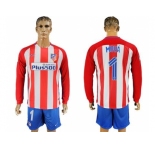 Atletico Madrid #1 Moya Home Long Sleeves Soccer Club Jersey