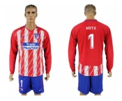 Atletico Madrid #1 Moya Home Long Sleeves Soccer Club Jersey