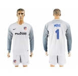 Atletico Madrid #1 Moya White Goalkeeper Long Sleeves Soccer Club Jersey