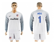 Atletico Madrid #1 Moya White Goalkeeper Long Sleeves Soccer Club Jersey