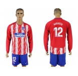 Atletico Madrid #12 Augusto Home Long Sleeves Soccer Club Jersey