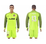 Atletico Madrid #13 Oblak Green Goalkeeper Long Sleeves Soccer Club Jersey