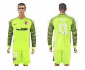 Atletico Madrid #13 Oblak Green Goalkeeper Long Sleeves Soccer Club Jersey