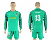 Atletico Madrid #13 Oblak Green Goalkeeper Long Sleeves Soccer Club Jerseyss