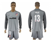 Atletico Madrid #13 Oblak Grey Goalkeeper Long Sleeves Soccer Club Jersey