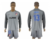Atletico Madrid #13 Oblak Grey Goalkeeper Long Sleeves Soccer Club Jerseys
