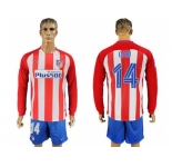 Atletico Madrid #14 Gabi Home Long Sleeves Soccer Club Jersey