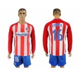 Atletico Madrid #16 Correa Home Long Sleeves Soccer Club Jersey