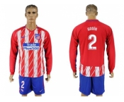 Atletico Madrid #2 Godin Home Long Sleeves Soccer Club Jersey