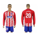 Atletico Madrid #20 Juanfran Home Long Sleeves Soccer Club Jersey