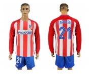Atletico Madrid #21 Carrasco Home Long Sleeves Soccer Club Jersey