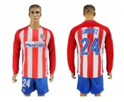 Atletico Madrid #24 Gimenez Home Long Sleeves Soccer Club Jersey