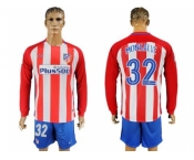 Atletico Madrid #32 Monsalve Home Long Sleeves Soccer Club Jersey
