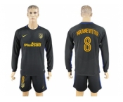 Atletico Madrid #8 Kranevitter Away Long Sleeves Soccer Club Jersey