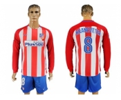 Atletico Madrid #8 Kranevitter Home Long Sleeves Soccer Club Jersey