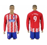 Atletico Madrid #9 F.Torres Home Long Sleeves Soccer Club Jersey