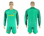 Atletico Madrid Blank Green Goalkeeper Long Sleeves Soccer Club Jerseys.