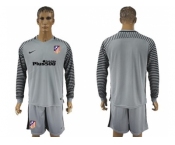 Atletico Madrid Blank Grey Goalkeeper Long Sleeves Soccer Club Jersey