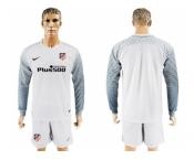 Atletico Madrid Blank White Goalkeeper Long Sleeves Soccer Club Jersey