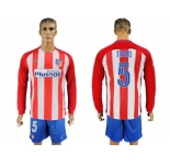 tletico Madrid #5 Tiago Home Long Sleeves Soccer Club Jersey