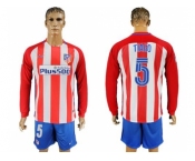 tletico Madrid #5 Tiago Home Long Sleeves Soccer Club Jersey
