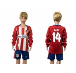 Atletico Madrid #14 Gabi Home Long Sleeves Kid Soccer Club Jersey