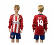 Atletico Madrid #14 Gabi Home Long Sleeves Kid Soccer Club Jersey