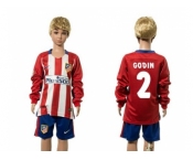Atletico Madrid #2 Godin Home Long Sleeves Kid Soccer Club Jersey