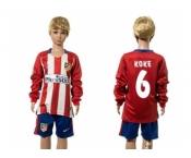 Atletico Madrid #6 Koke Home Long Sleeves Kid Soccer Club Jersey