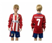 Atletico Madrid #7 Griezmann Home Long Sleeves Kid Soccer Club Jersey