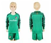 Atletico Madrid Blank Green Long Sleeves Kid Soccer Club Jersey