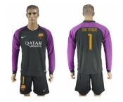 Barcelona #1 Ter Stegen Black Goalkeeper Long Sleeves Soccer Club Jerseys