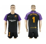Barcelona #1 Ter Stegen Black Goalkeeper Soccer Club Jersey
