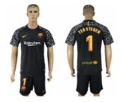Barcelona #1 Ter Stegen Black Goalkeeper Soccer Club Jersey